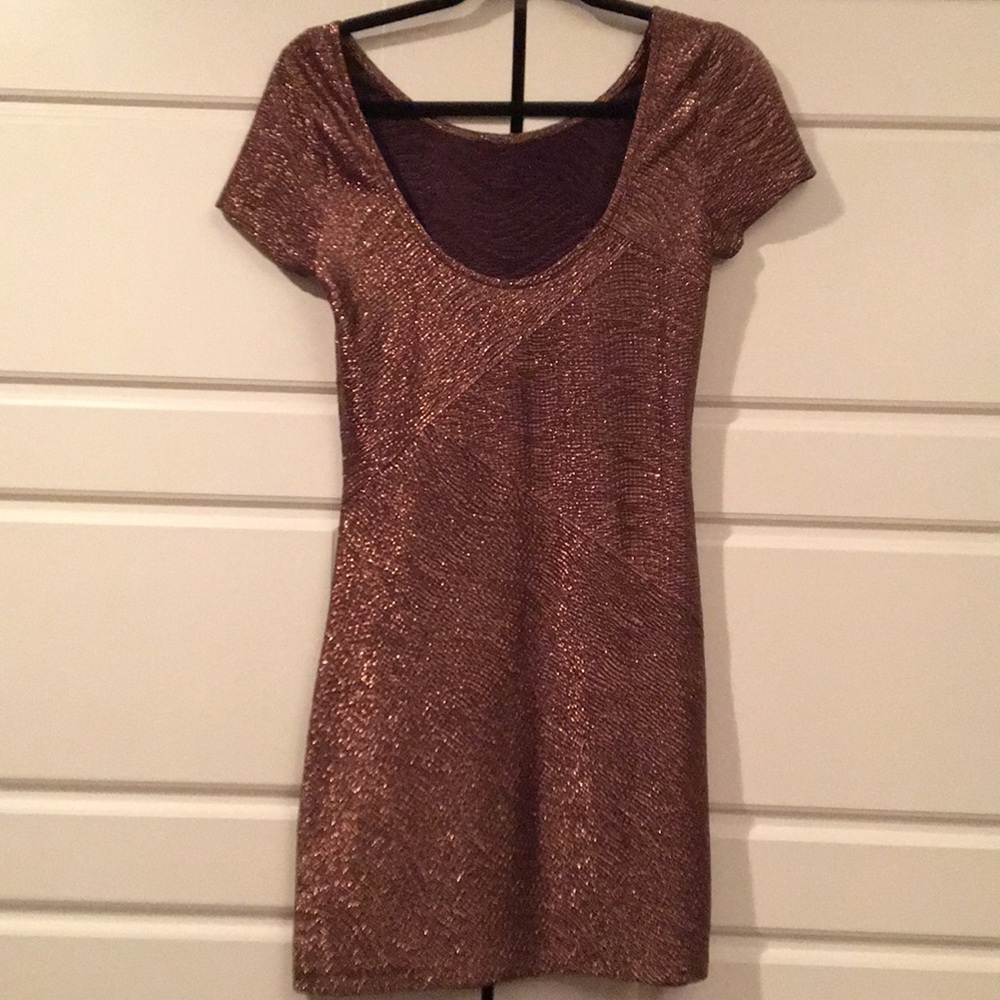 Free People Bronze metallic mini dress XS - Picture 4 of 6